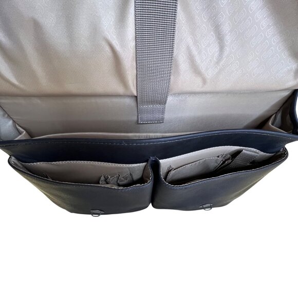 Solo Black Leather Adjustable Strap Multiple Compartments Portfolio Bag - New - Picture 11 of 14